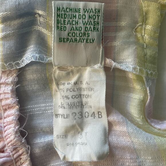 Vintage Peaches' N Cream Plaid Pastels Apron Style Dress Made in USA Size 3T - Picture 8 of 10